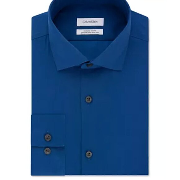 Men's  Extra-Slim Fit Non-Iron - blue dress shirt - Picture 1 of 6